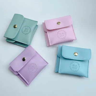 Custom  Soft LeatherJewelry Packaging Bag with Deboss Logo,  Pu Leather Pouch Bag With Logo