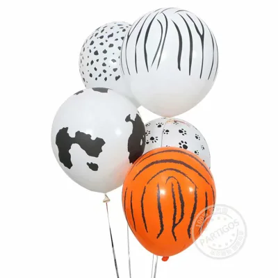 Wholesale 12 Inch Children Cartoon Animal Latex Balloon Party Supplies Dog Claw Leopard tiger Cow Printed Latex Animal Balloon