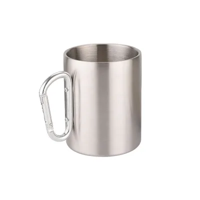220ml 300ml Outdoor Camping Travel Coffee Cup Double Wall With Handle Carabiner Portable Multi-purpose Water Cup