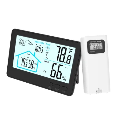 Home Wireless Indoor Outdoor Temperature & Humidity Meter Digital Weather Station Type-C Recharging Weather Forecast Feature