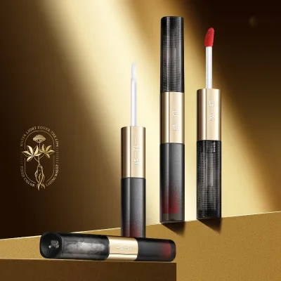 2 in 1 Lipgloss Waterproof Moisturizing Lip Glaze Mirror-like Dewy Finish Long-lasting Stays True Color Lip
