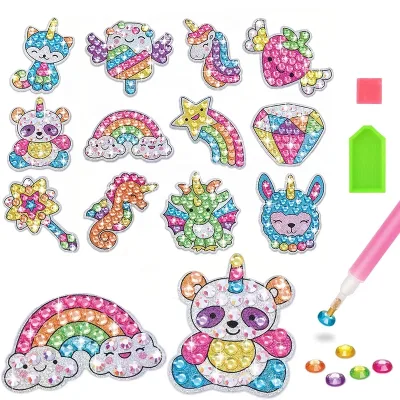 Custom Gem Sticker Painting Kit DIY Arts Crafts Girls Boys 5D Diamond Sticker by Numbers Toys Gift