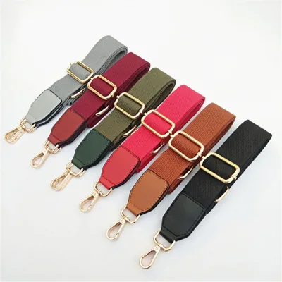 38mm Luxury Pure Color Cotton Webbing With Pu Leather Long Shoulder Strap Adjustable Messenger Bag High Quality Bag Belt
