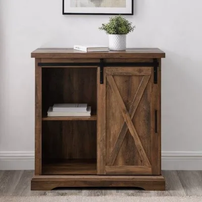 WoodSliding Barn Door Accent Furniture Wood ConsoleCabinet and Entryway Table Accent Furniture Vintage Wood Storage Cabinet