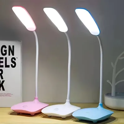 White ABS Touch Control Collapsible Rechargeable Dimmable LED Light USB Reading Desk Table Lamp