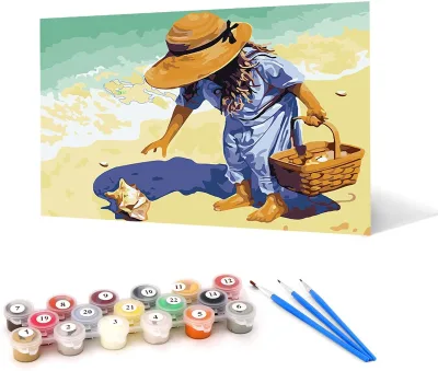 Low-cost Wholesale Adults Beginner Kids Paint by Numbers Kits Beach Shell Girl Number Oil Painting Diy