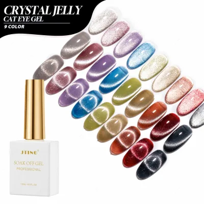 LOGO 2024 Hot Popular 9colors Crystal Ice Jelly Cat Eye Gel Collection OEM Free Custom Private Special Brand Nail Gel Polish