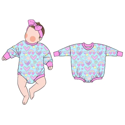 Skin Friendly Breathable Bamboo Fabric Snap Romper Cute Printed Pattern Fit Girls  Easy Diaper Change Baby Wear