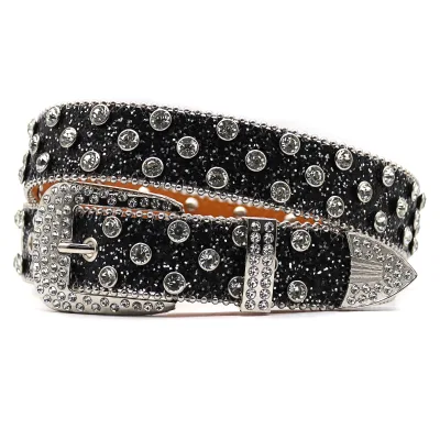 New Black Flash Rhinestone Belt With Men's Implaid Full Diamond Rivers Custom Rhinestone Belt