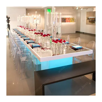 Led Lighted Long and Narrow Tables RGB LIGHT Table Colorful for Dinner