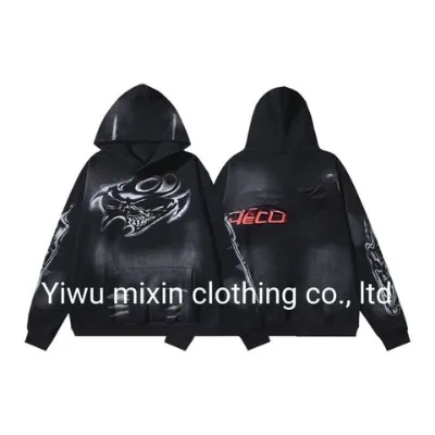 Men's Full Zip Hoodie Custom Logo DTG Printing Oversized 100% Cotton ODM Custom Logo DTG Printing Spring Hoodie