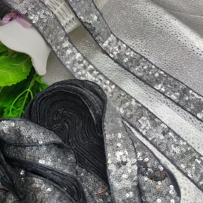 Wholesale of 3CM Machine-embroidered Beaded High-temperature Grey Round Piece DIY Embroidered Beaded Lace,
