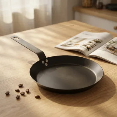 Wholesale No Coating Nonstick Nitrided Carbon Steel Fry Pan Cookware Kitchenware Saute Pan Modern Eco-Friendly Ollas De Cocina