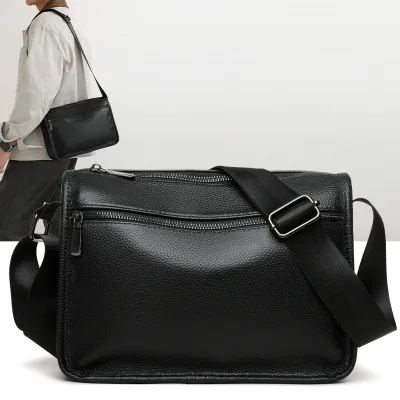 First-layer Cowhide Cross-border Mens Bag Large-capacity Genuine Leather Mens Shoulder Bag High-end Business Commutting