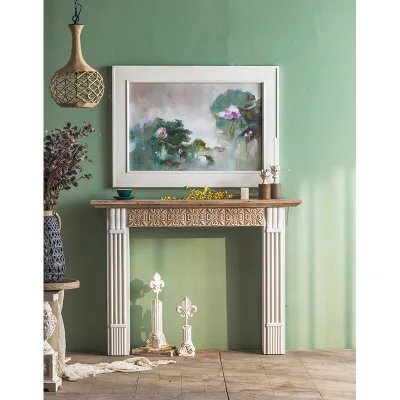 Carve Rustic Vintage Solid Wood Handmade Entryway Accent Living Room Console Table Wholesale