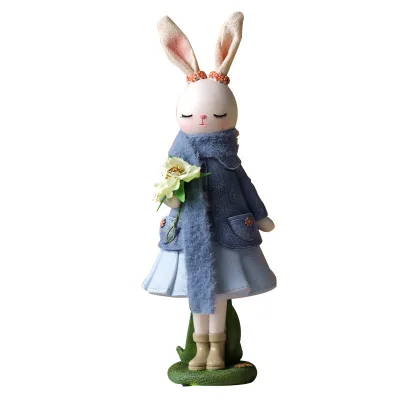 Duoyou Easter Rabbit Resin Easter Rabbit Decoration Cute Different Color Easter Rabbit