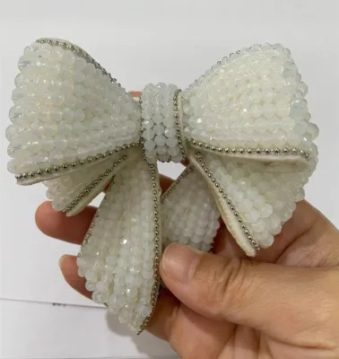 Handmade Big BowKnot Beaded Shoe Clip Rhinestone Beads Bows Buckle for Wedding Bridal Shoe Accessories