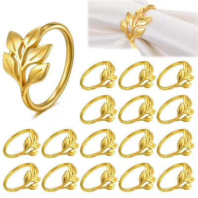 Leaf Napkin Rings Metal Gold Napkin Holder Table Napkin Rings for Dinning Table Parties
