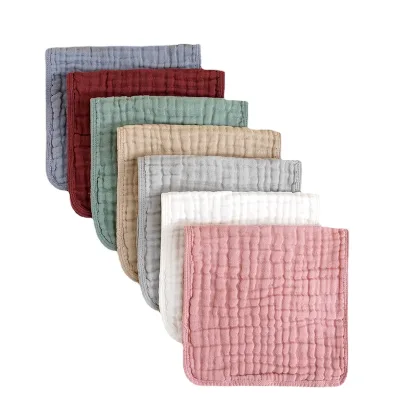 12 Pack Extra Soft and Absorbent 100% Cotton Muslin Burp Cloths for Baby Boys and Girls 20''X10'' with Button Closure