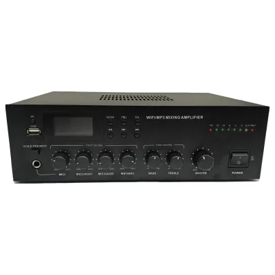 WiFi Bluetooth USB Digital Mixing Amplifier, Output, APP Control with AirPlay/DLNA/Qplay, RJ45 Port, Mic Priority
