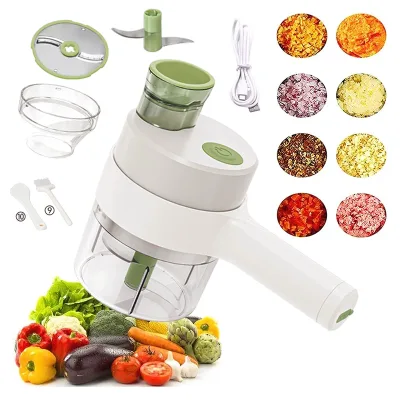 200ML Mini Electric Garlic Slicer USB Charge Vegetable Chopper Hand Operated Manual Steel Tool New Condition