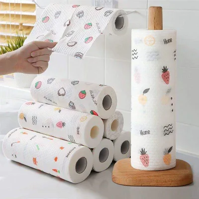 Biodegradable Super Strong Oil High Absorption Kitchen Paper Tissue Towel Roll With Flower Printing