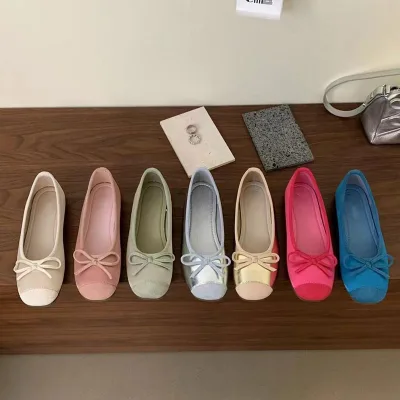 Manufacturer Custom Logo Custom Soft Ballerina Dance Shoes Elegant Round Toe Comfortable Sole Women Ballet Flat Shoes With Bowkn