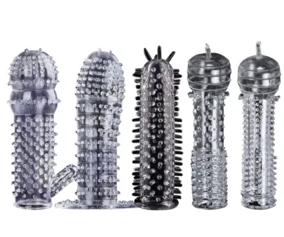Hot Sale Penis Sleeve Silicone Cock Ring Multi-Shape Spiked Crystal Reusable Condom Sex Toys Form Men