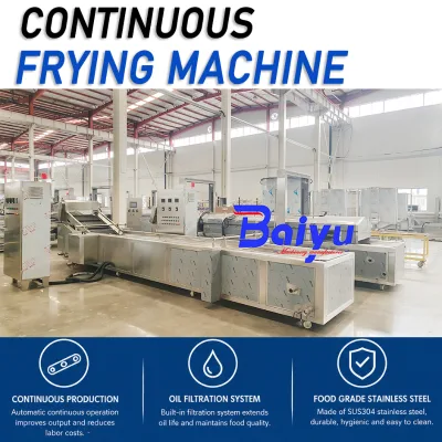 Baiyu Automatic Continuous Fryer Machine for Chicken Nuggets Chicken Cutlet French Fries and Frozen Food Processing Industry