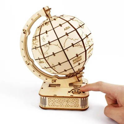 Promotional 3D Wooden Puzzle Globe Crafts Handmade Brain Teaser Games Gifts Home Decor