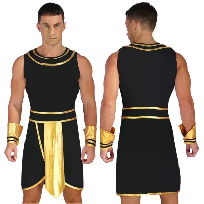 Egyptian Pharaoh Ancient Egypt King Cosplay Anime Role-Playing for Halloween Theme Party Includes Dresses Fancy Dress for Easter