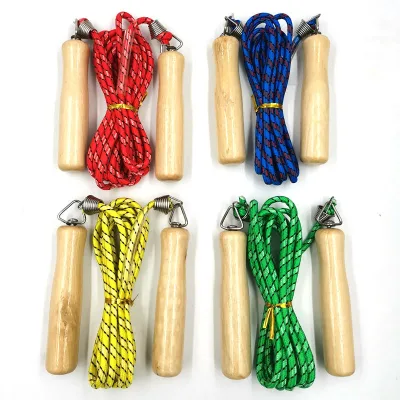 Kids Student Fitness Exercise Wooden Handle Jumping Ropes Suitable for Multiple Scenarios Can Be Customized