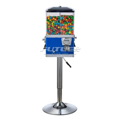 Vintage Gumball Machine Blue Retro Candy Dispenser Manual Operation Stand Model