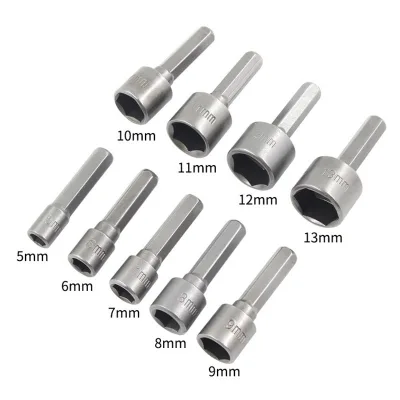 9pcs Non-Magnetic Sleeve Socket Bit Set Metric Combination Deep Impact Socket With Internal Hexagonal Electric Wrench 5-13mm