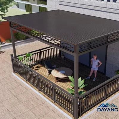 Suspended Aluminum Pergola With Louvered Slats Blades, Hanging Gazebo for Commercial Outdoor Mall and Terrace