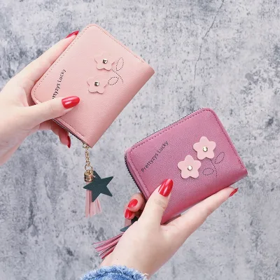 2026 Women's Short Zipper & Hasp Closure Letter Pattern Fashion Style Waterproof PU Coin Purse with Polyester Lining Fashion