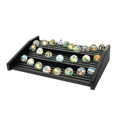 Coin Display Rack Challenge Coin Display Holder 12 Rows Solid Wood Military Coin Stand for Storage