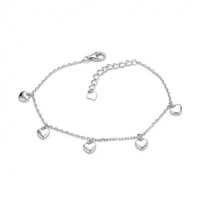 Ins Style 925 Sterling Silver Dangling Heart Charm Bracelet Adjustable Extension Chain Fine Jewelry Gift Custom Wholesale
