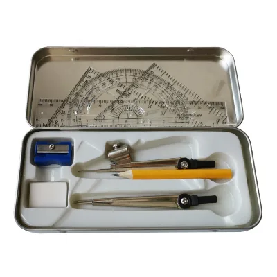 School Student 9pcs Mathematical Instrument Box Math Set