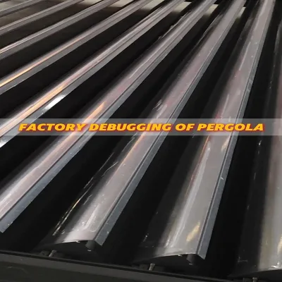 Wholesale Pergola Pavilion Gazebo Garden Buildings Motorized Telescopic Louvered Roof with LED for Restaurant Terrace Space