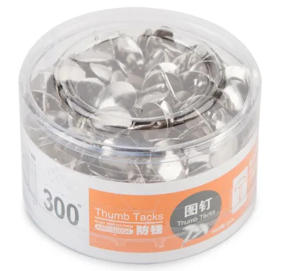 300pcs Tub Packing Silver Color Metal Thumb Tacks With High Quality