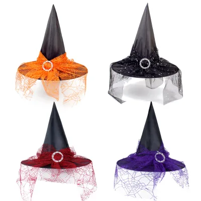 Halloween Decorations Cosplay Witch Hat Kids Toy Headdress With Lace Festive & Party Supplies
