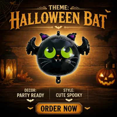 New Design 3D Halloween Bat Series Aluminum Foil Balloon Spooky Column Shaped Wholesale for Halloween Party Decoration