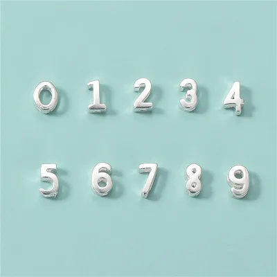 3*5.5mmSimple 925 Sterling Silver 0- 9 Number Spacer Beads for Diy Necklace Bracelet Earrings Jewelry Accessories