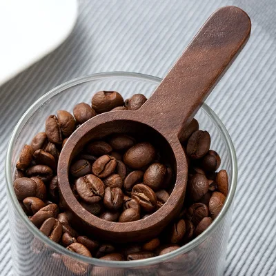 Jiuxin Black Walnut Solid Wood Coffee Measuring Spoon for Cafe & Home Use Minimalist Design Gram Measurement