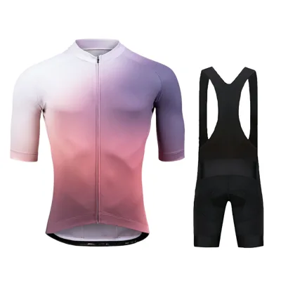 Customized Cycling Suit Set with Cycling Belt Pants and Close-fitting Short-sleeved Top.