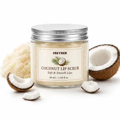 Coconut Lip Scrub Exfoliating Moisturizing Lip Care Natural Organic Sugar Lip Polish Hydrating Smooth Soft Lips