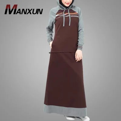 Muslim Women Sportswear Modern Simple Style Cosy Hoodie Jilbab Sport Dress