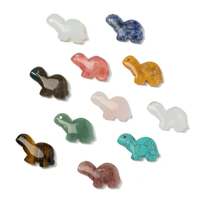 Crystal Carved Turtle Animal Pendant Sculpture Natural Stone Turtle Shaped Charms for Necklace Making