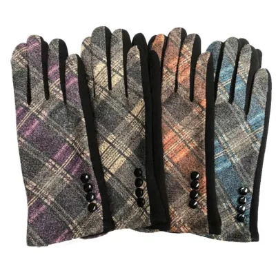 Wholesale Slanted Plaid Check Tartan Ride Gloves with Fleece Palm Custom Logo for Outdoor Scenes